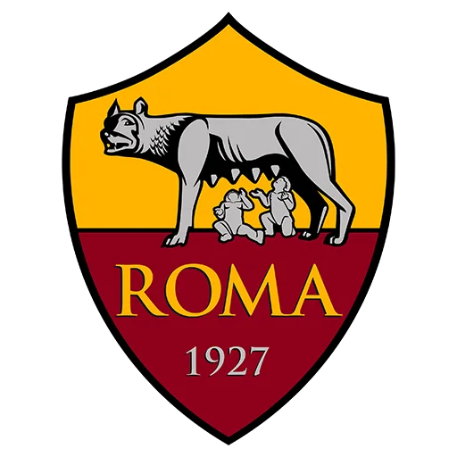 Logo Roma con scudo giallo-rosso, scritta ROMA e anno 1927, simbolo della squadra in vista di Genoa-Roma.